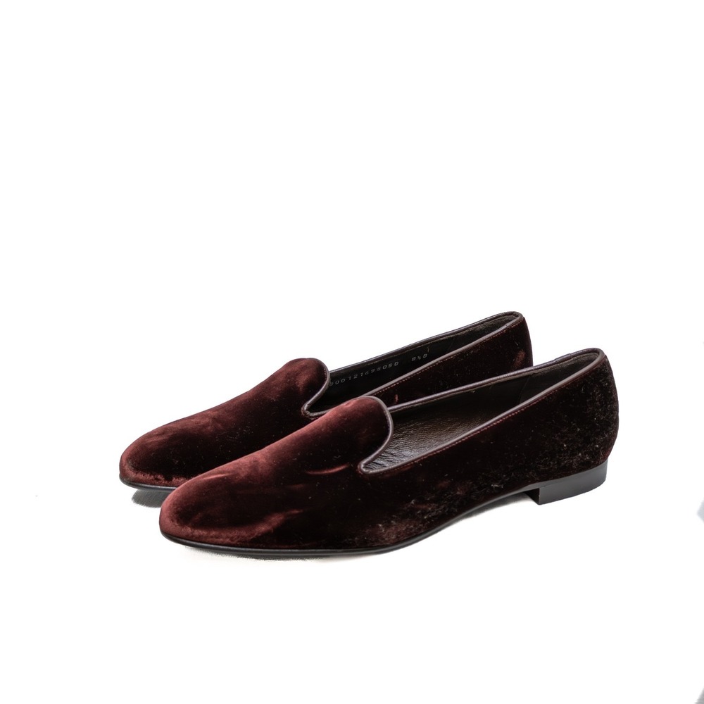 Ralph‎ Lauren Purple Label Women's Velvet Loafers | Burgundy | Size US 8.5 D